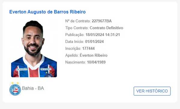  Everton Ribeiro é registrado pelo Bahia no BID e fica liberado para estrear – Globo.com