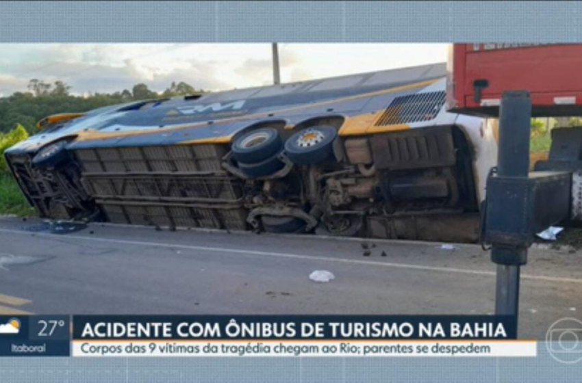  Corpos das 9 vítimas do acidente com ônibus de turismo na Bahia chegam ao Rio e começam a ser velados – G1