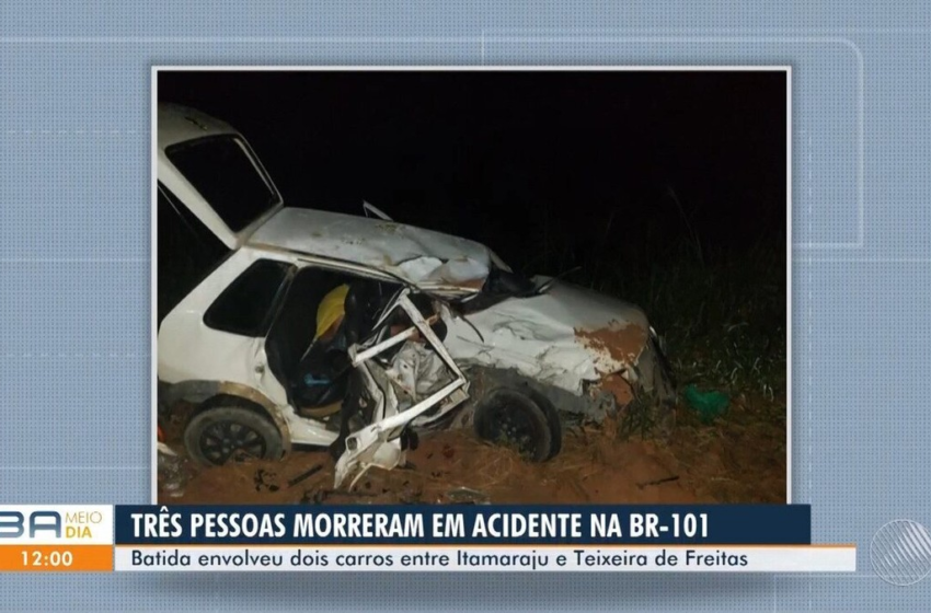  Três pessoas morrem após batida frontal entre carro e caminhonete no sul da Bahia – G1
