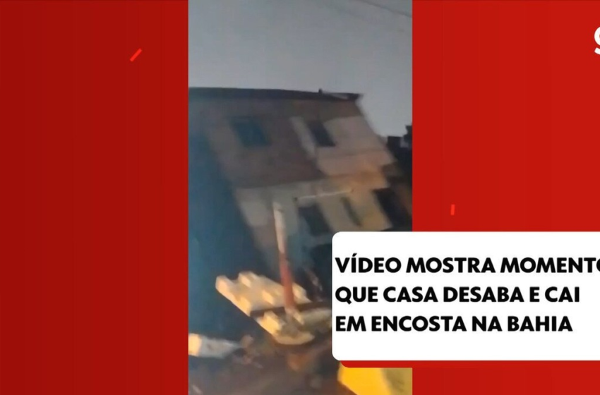  Vídeo mostra momento em que casa desaba e cai em encosta na Região Metropolitana de Salvador – G1
