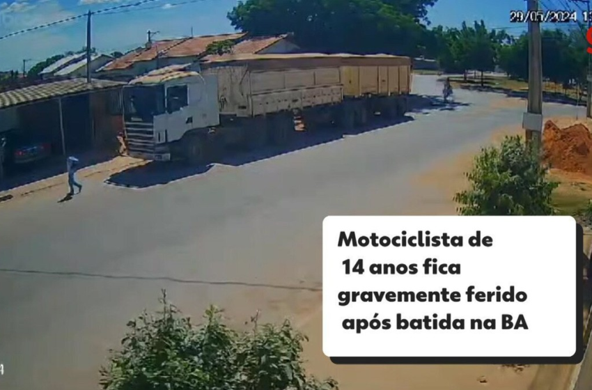  Vídeo mostra batida entre motociclista de 14 anos e ônibus na Bahia; adolescente está em coma – G1